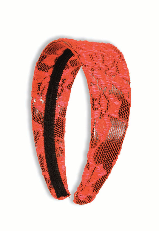 80's Lace Headband: Neon Orange