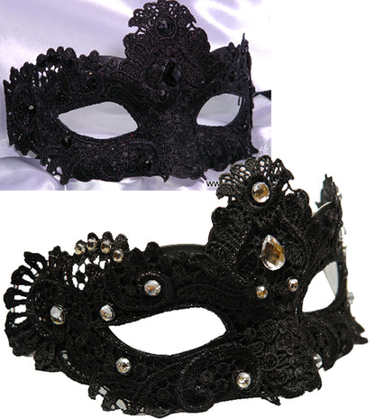 Black Lacey Mask with Gemstones