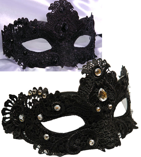 Black Lacey Mask with Gemstones