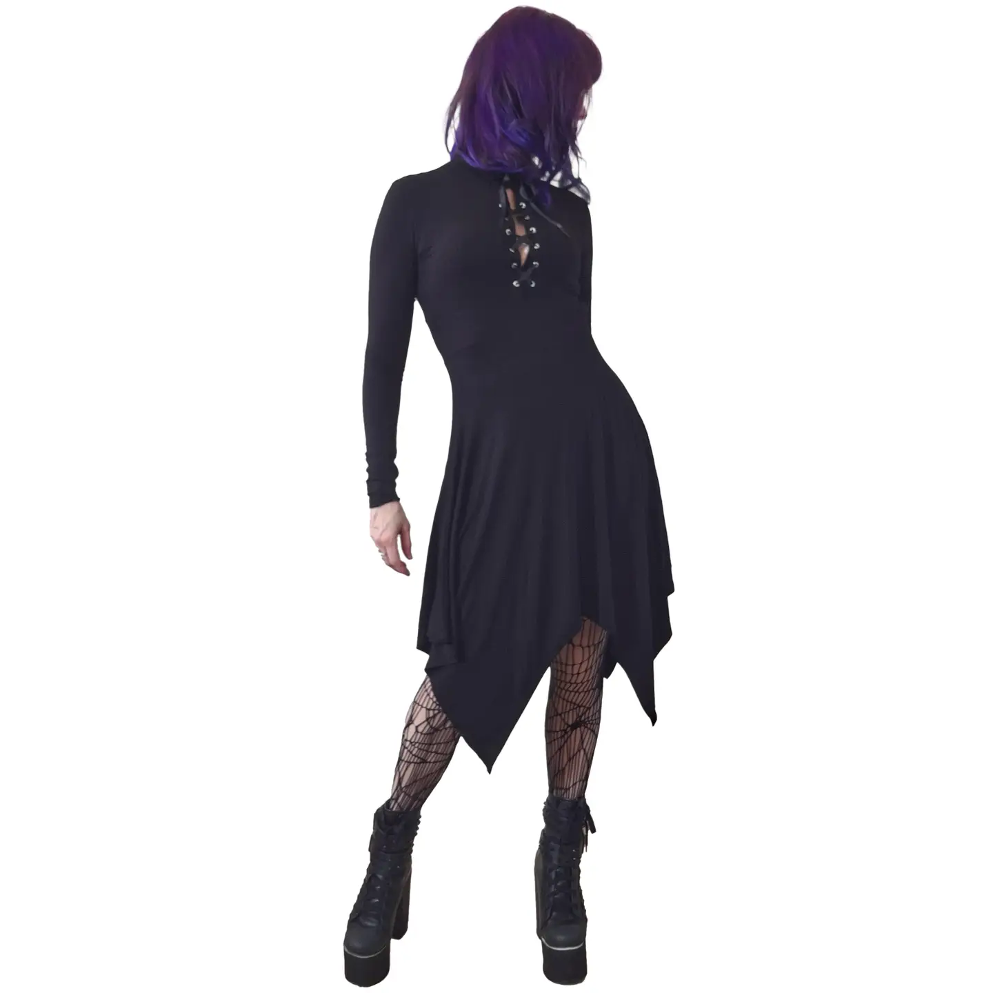 Necessary Evil Kali Long Sleeve Midi Handkerchief Dress