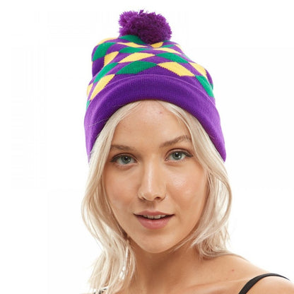 Mardi Gras Halequin Beanie Beanie Hat - PGG