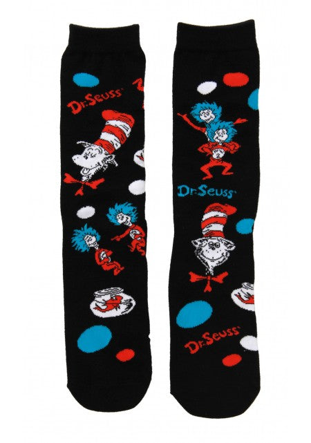 Dr. Seuss The Cat In The Hat Pattern Socks Adult