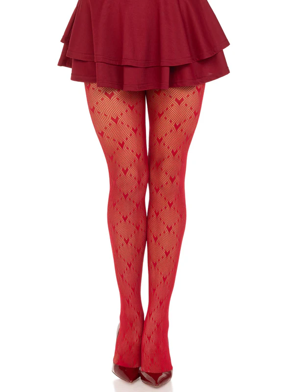 Love Struck Heart Net Tights