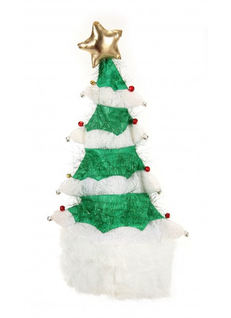 Springy White Christmas Tree Plush Hat