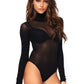 High Neck Long Sleeved Bodysuit: Black - O/S