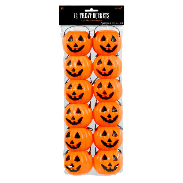 2.5" Pumpkin Plastic Treat Pails (12ct.)