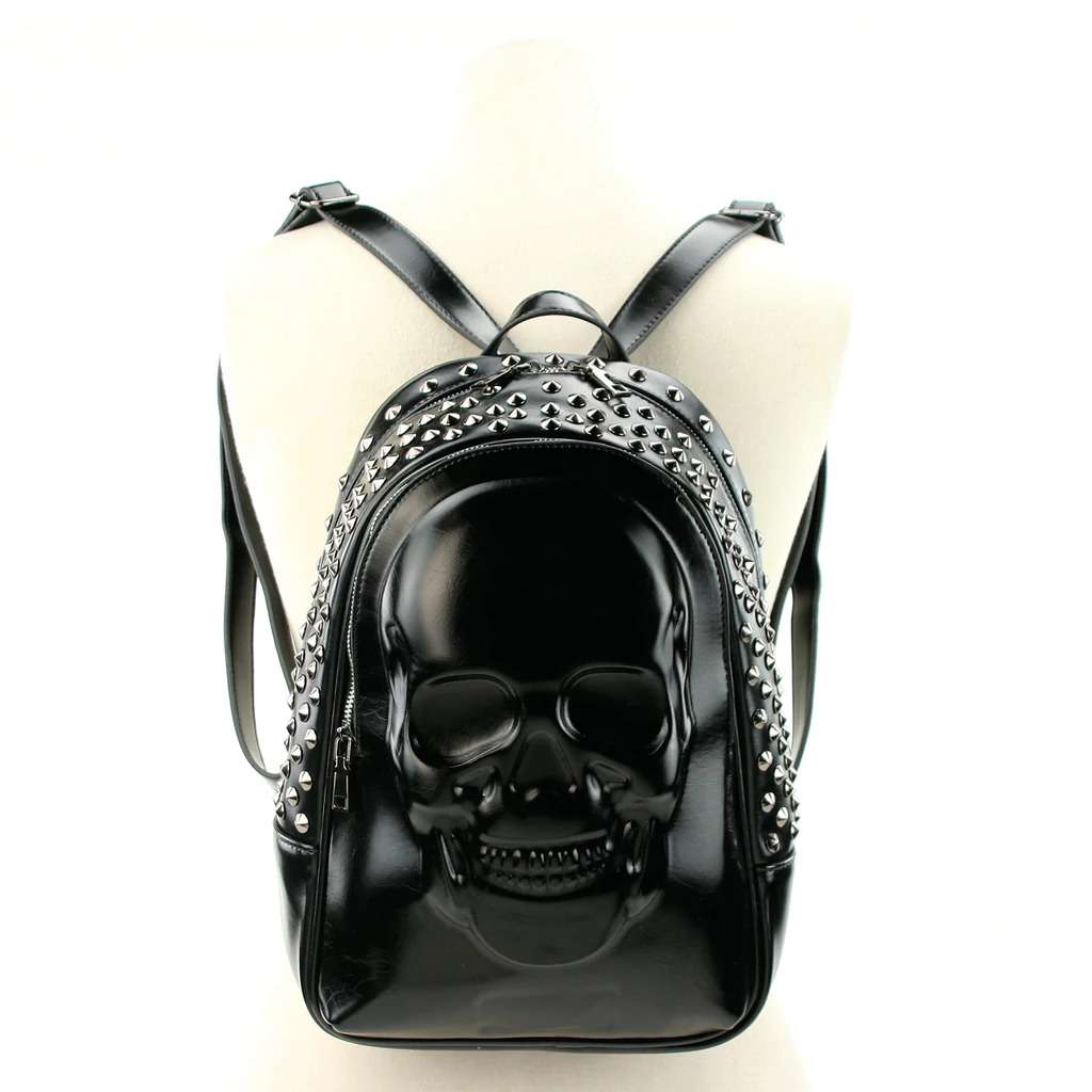 Skull Embossed Vinyl Backpack