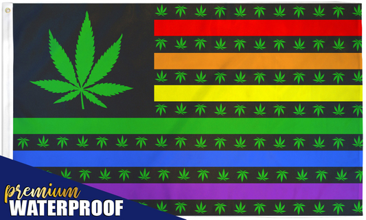 Waterproof Flag (3x5Ft) - Marijuana USA (Rainbow)