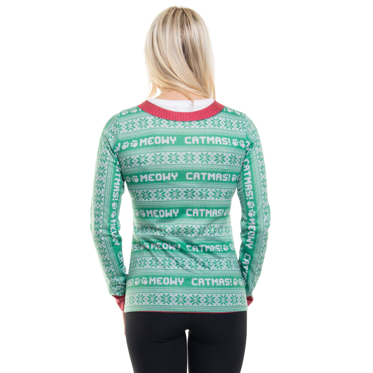 Ladies Sweater Tee: Festive Felines