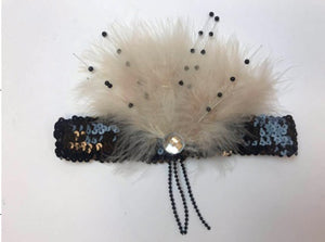 Flapper Fan Headband: Black/White