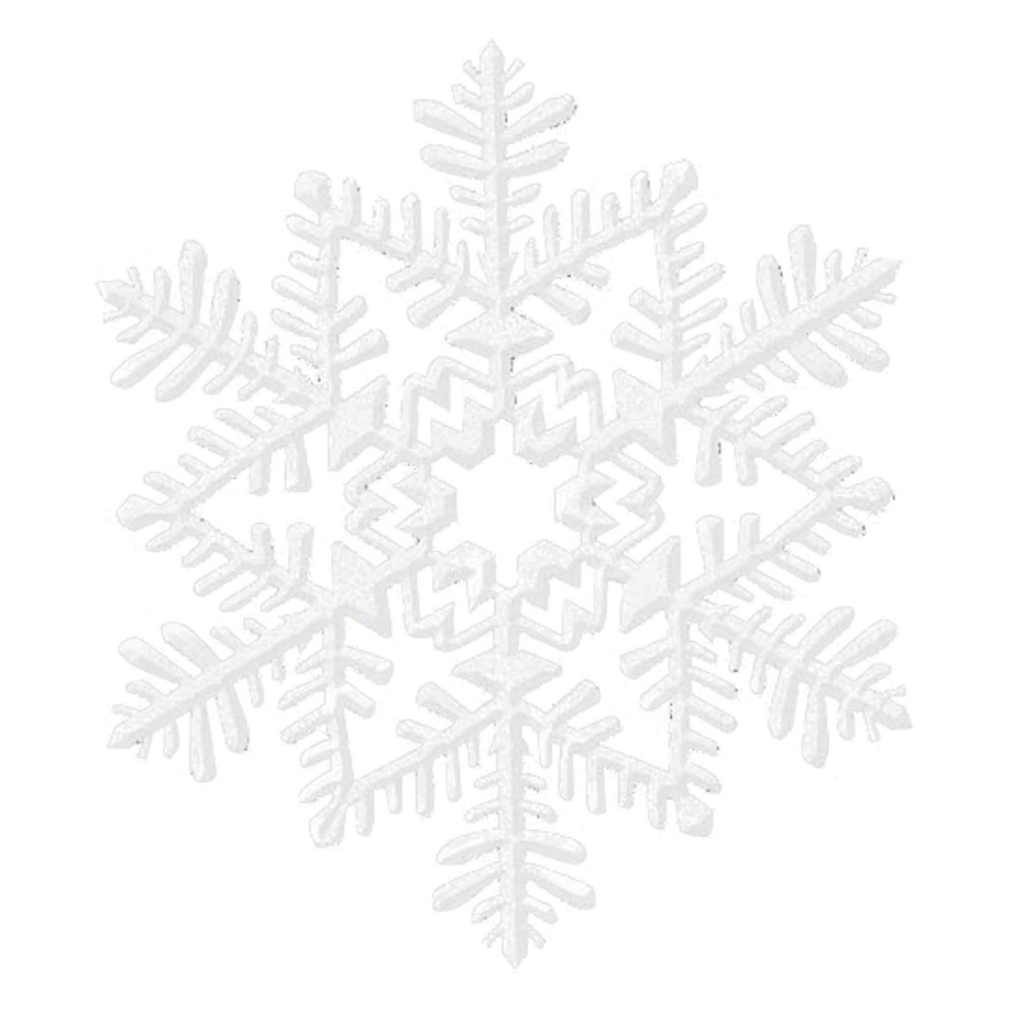 Small Glitter Plastic Snowflake Decoration - White