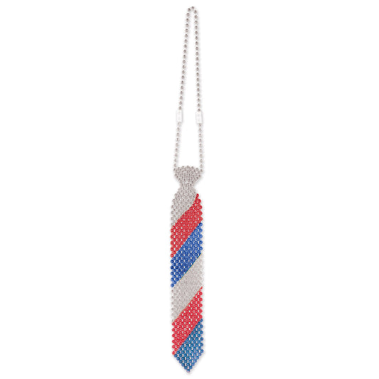 13" Beaded Patriotic Tie: RWB