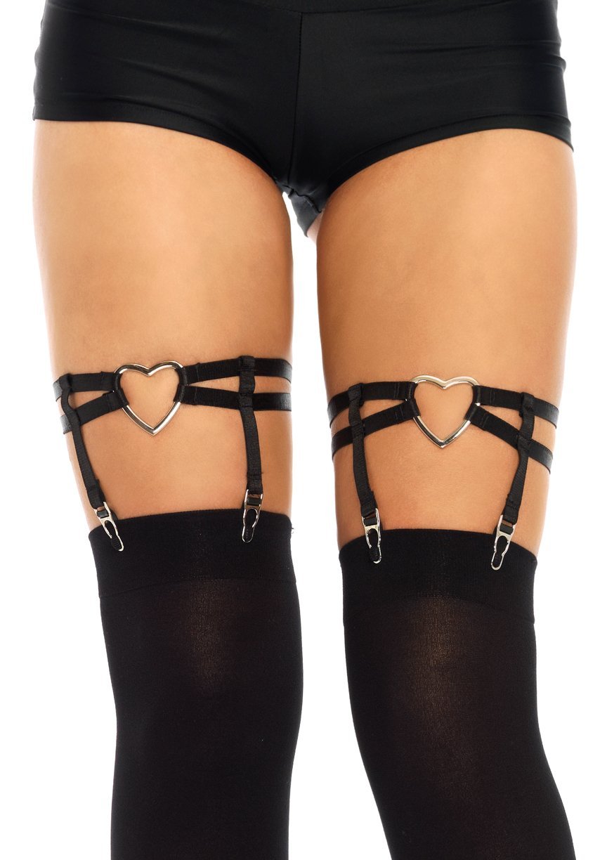 Heart Thigh High Garter - Black