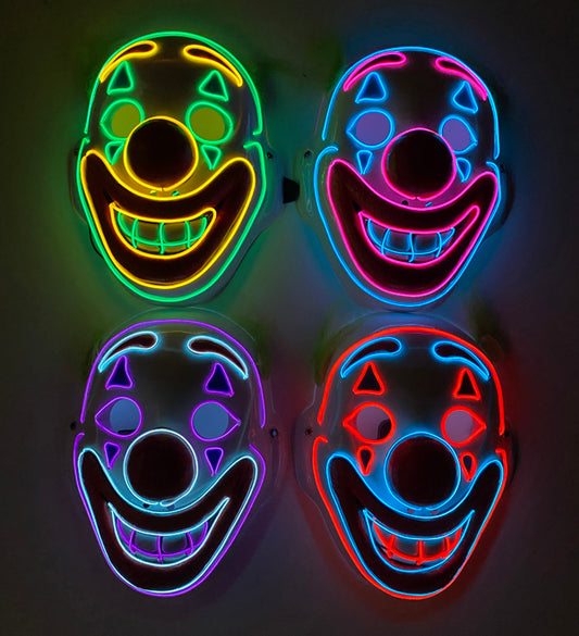 Neon Light-Up Rainbow Clown Mask