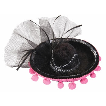 Day of the Dead Mini Sombrero - Black/Pink