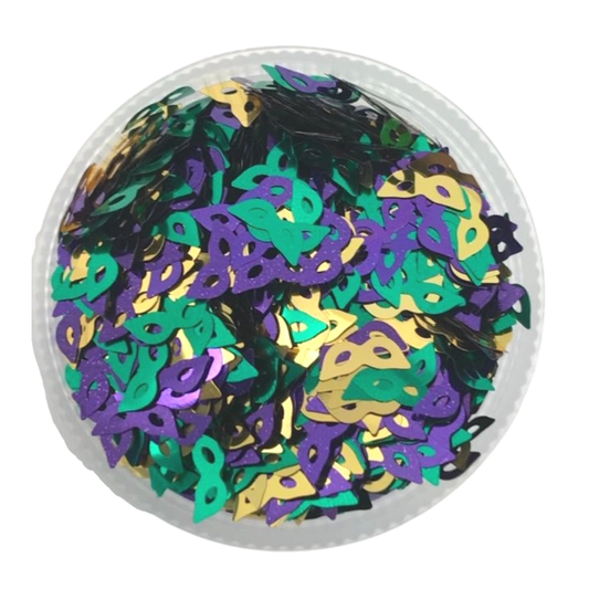 1oz Glitter - Purple, Green and Gold Masks 9mm