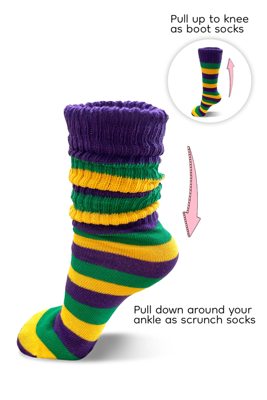 Mardi Gras Slouchy Boot Socks