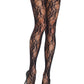 Floral Lace Pantyhose - Black