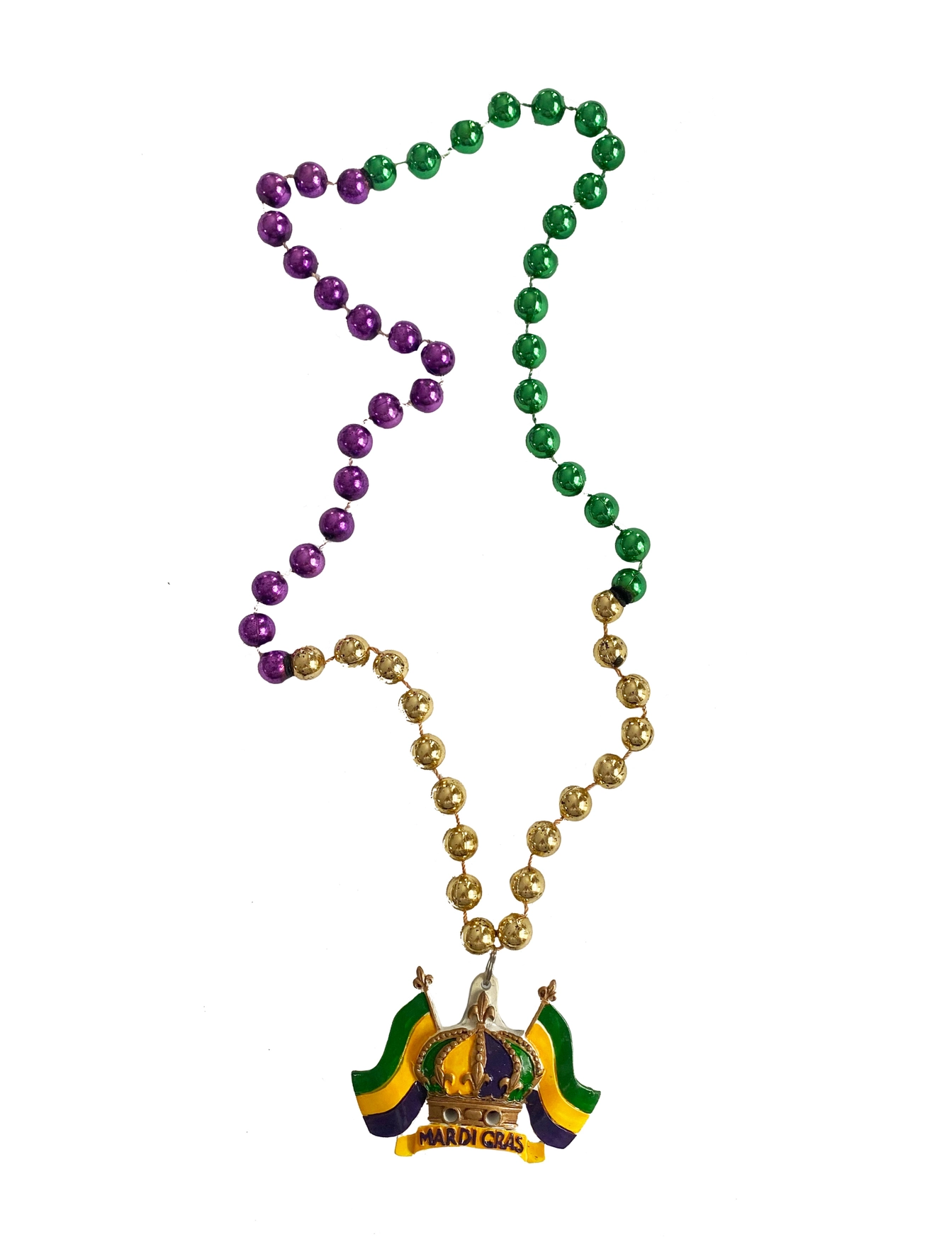 Specialty Beads - Crown With Flags On Purple Green & Gold Crown