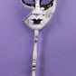 Venetian Half Mask w/ Stick: Silver/Black