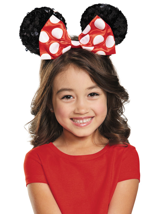 Minnie Mouse Sequin Ears Headband w/ Red Bow