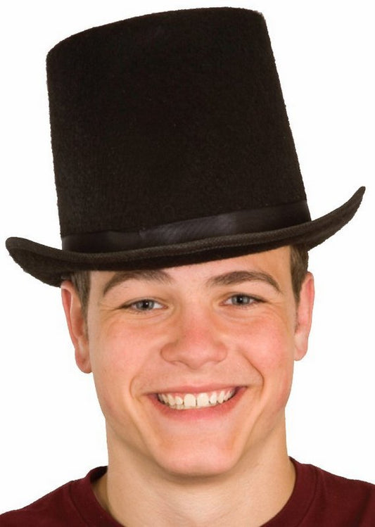 Tall Felt Top Hat - Black