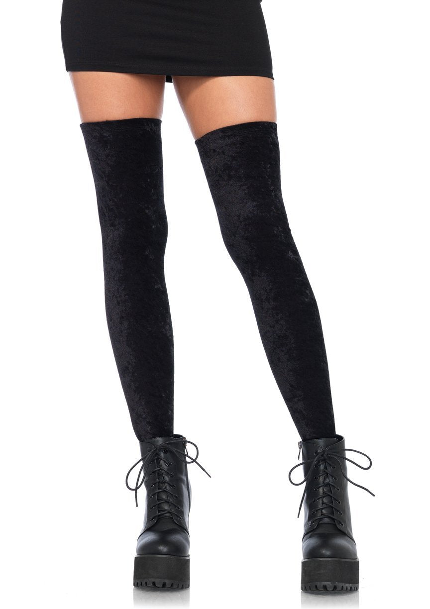 Velvet Thigh Highs - Black