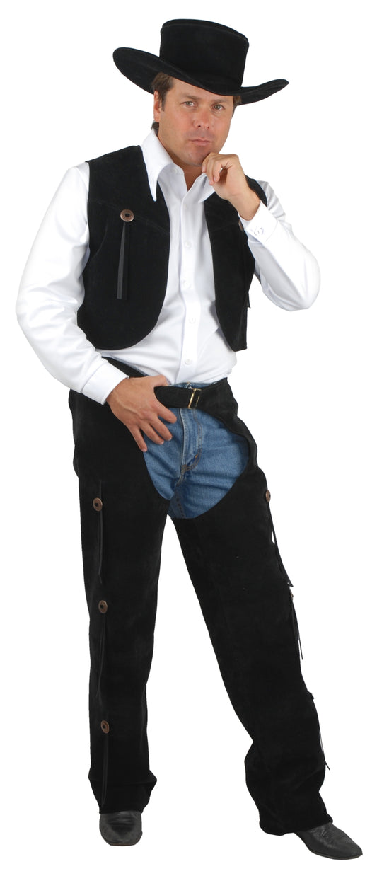 Men's Suede Chaps & Vest (Black)