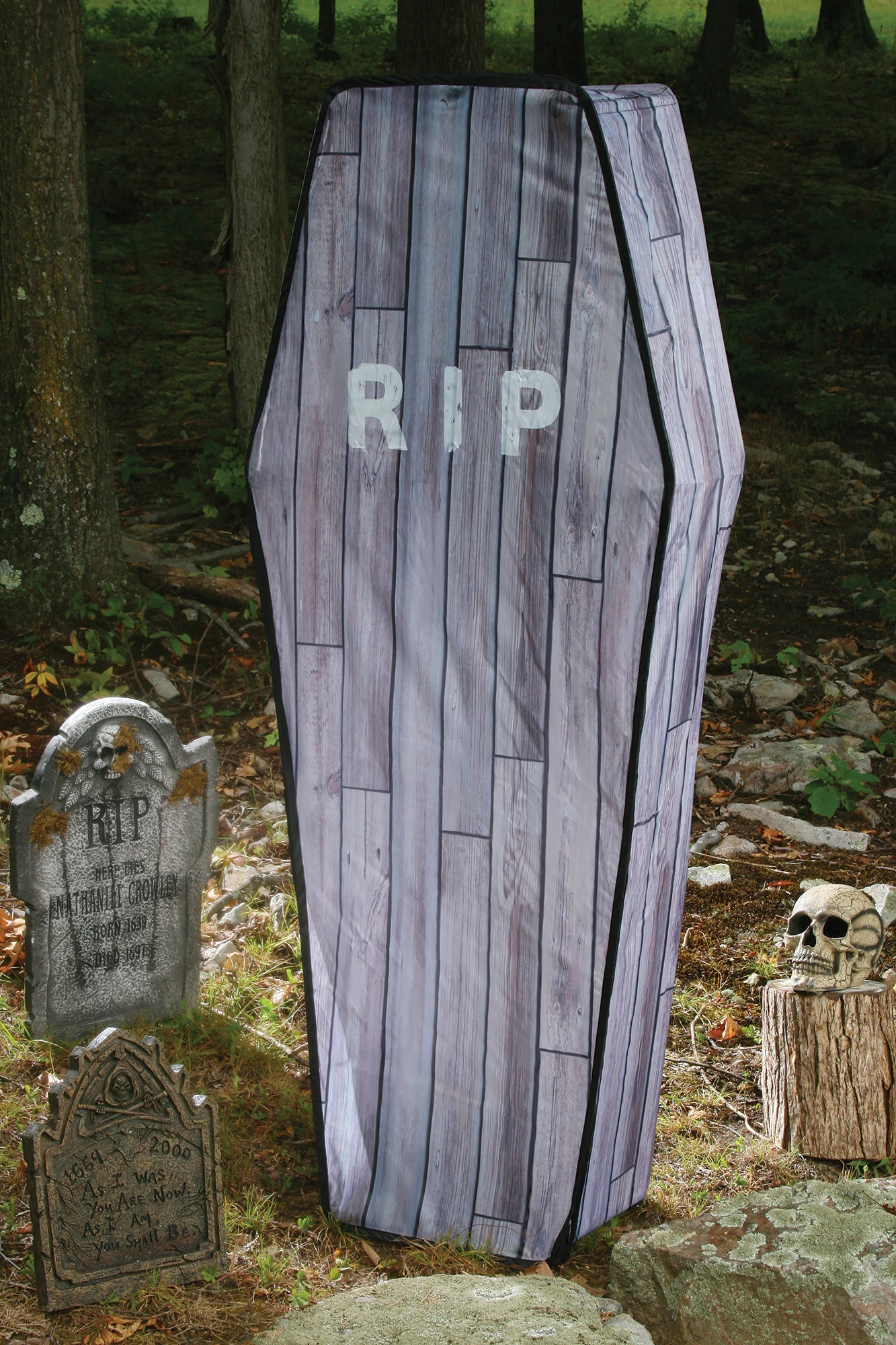 5' Collapsible Coffin with Wood Finish