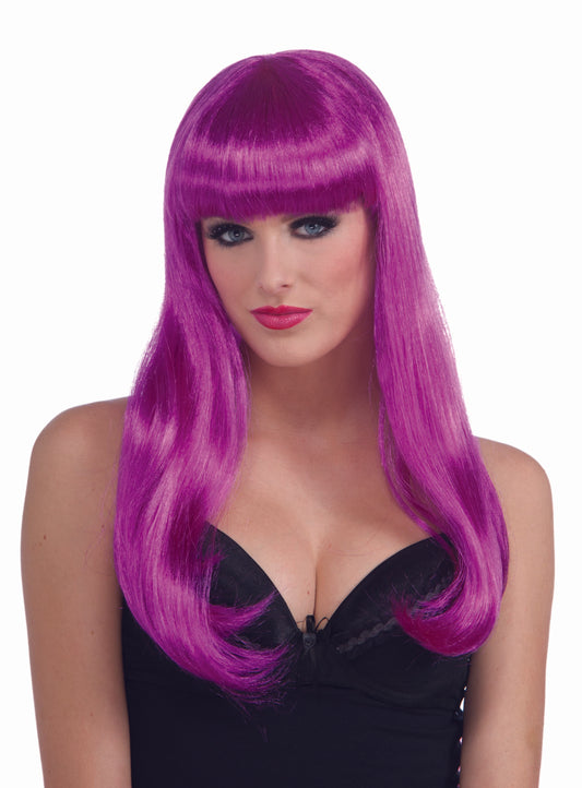 Adult Sassy Long Wig: Neon Purple