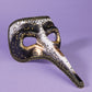 Long Nose Carnival Mask: Black/Gold/White