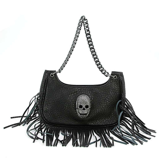 Hobo Vinyl Bag: Skull Face w/ Fringe