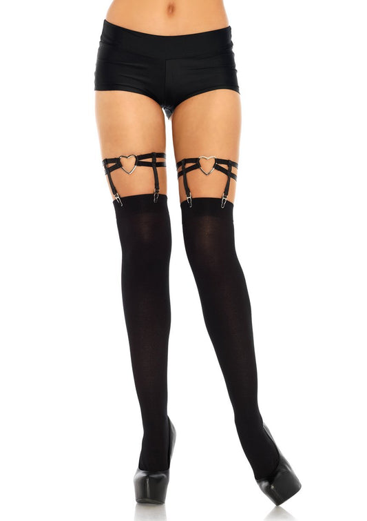 Heart Thigh High Garter - Black
