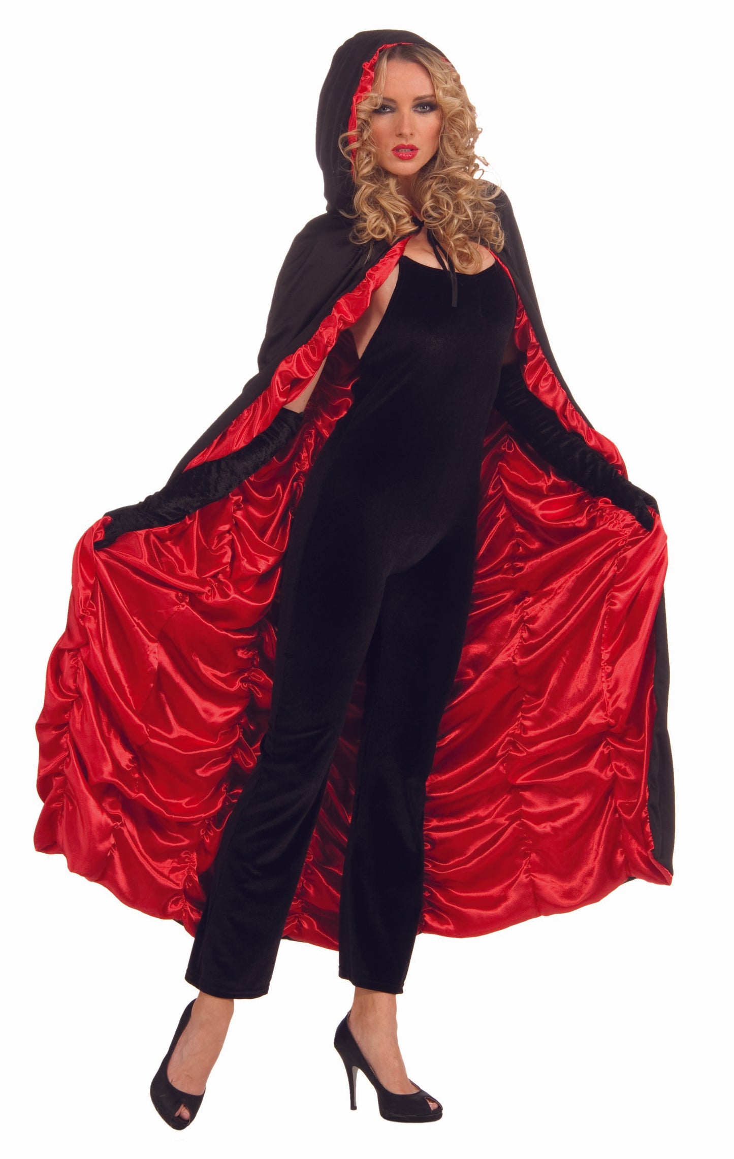 Adult Coffin Cape: Black/Red - Standard