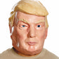 A person wearing a deluxe President Donald Trump Latex mask. 