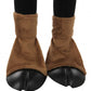 The front of the brown and black deer hooves. 