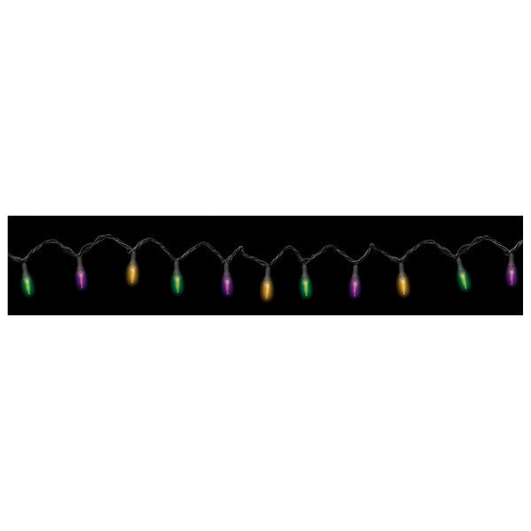 Mardi Gras String Lights w/ End to End Plugs: PGG (100 Lights)