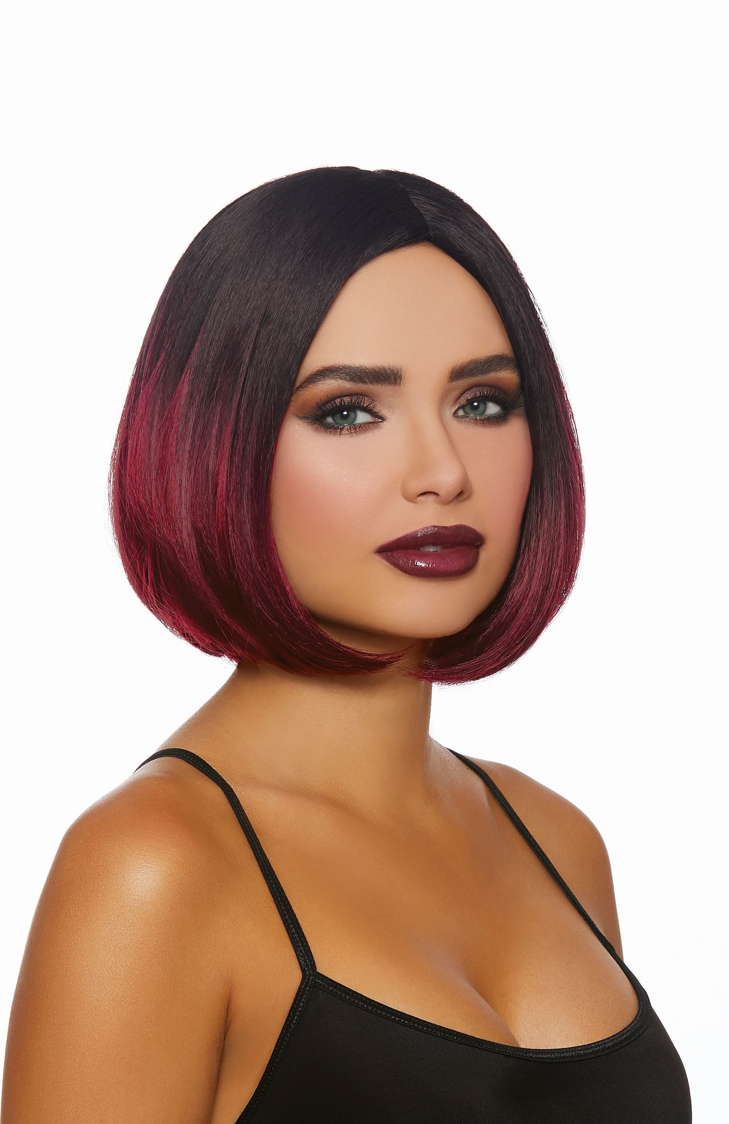 Ombre Bob Wig - Black/Burgundy