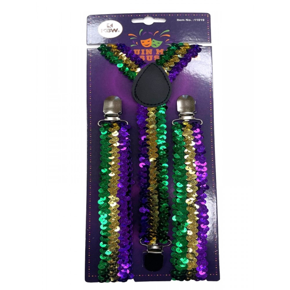 Sequin Mardi Gras Suspenders