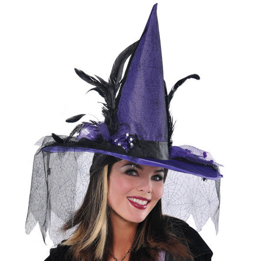 Deluxe Elegant Witch Hat: Purple