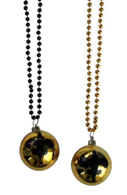 Novelty Beads - 33" Fleur De Lis Ornament Beads (Black & Gold)