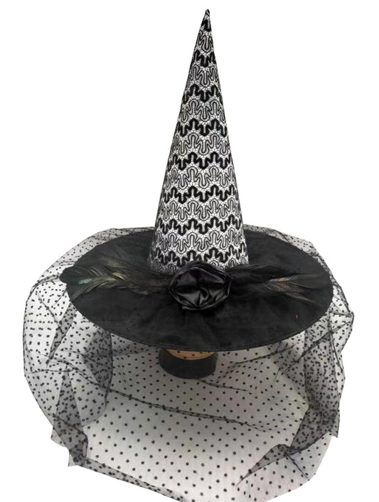 Halloween Witch Hat - Black & Silver