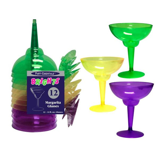 12oz. Margarita Glasses: Mardi Gras (12ct.)