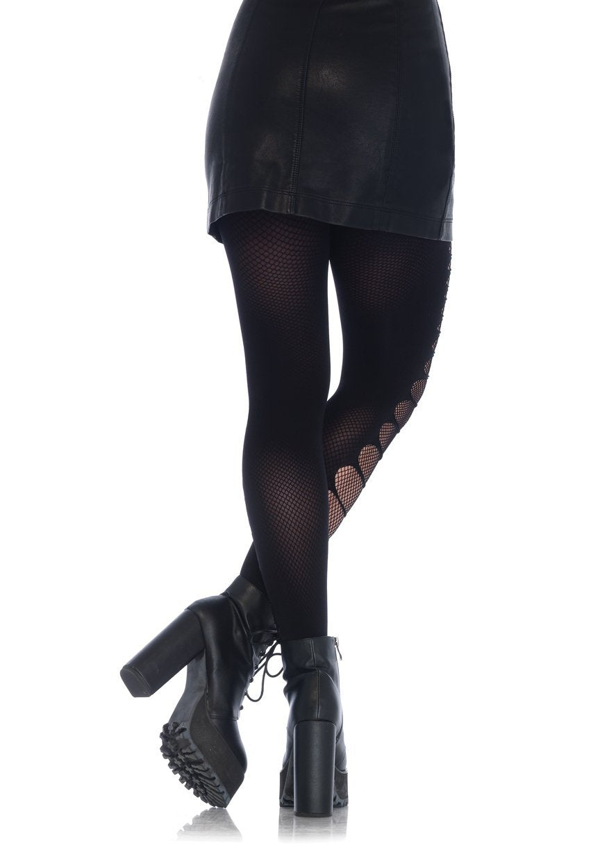 Double Layer Shredded Tights - Black