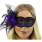 Venetian Mask w/ Feathers: Purple