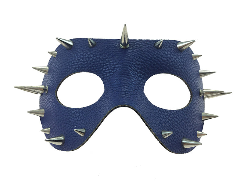 Leather Spike Studs Mask: Blue