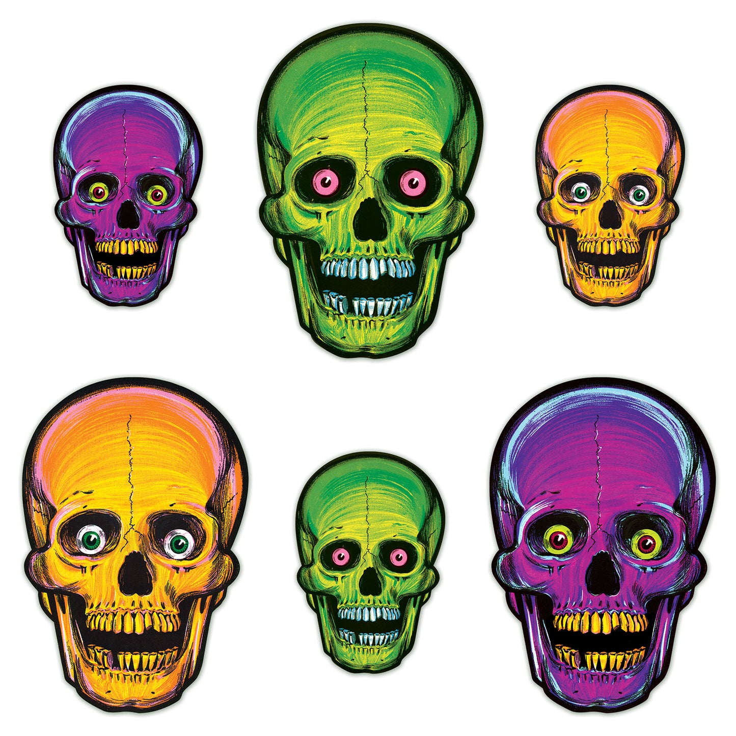 Vintage Halloween: Nite-Glo Skull Cutouts (6pk.)