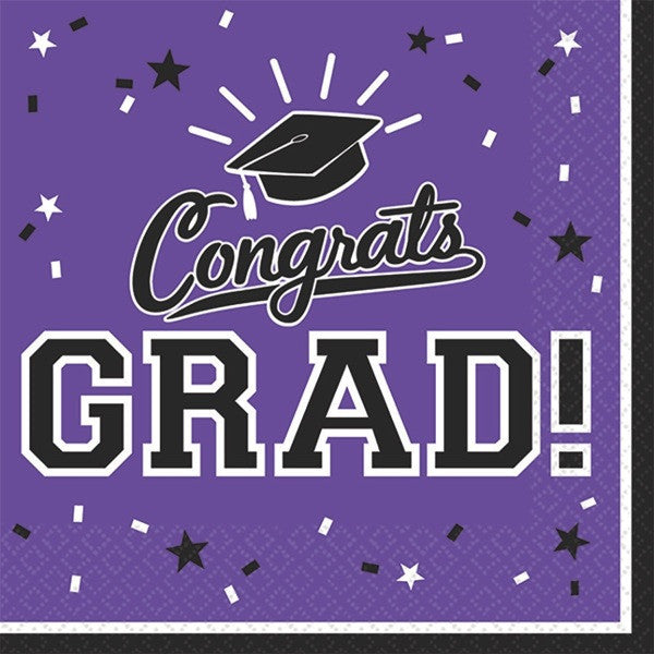 Graduation Luncheon Napkins: Purple (36ct.)