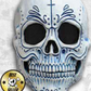 Mexican Catrina Mask: White w/ Blue