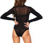 High Neck Long Sleeved Bodysuit: Black - O/S